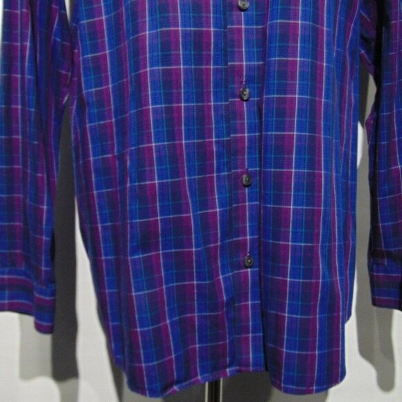 Kenneth Cole Reaction Purple Plaid Button Shirt - Picture 7 of 9